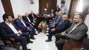 استقبال وزير الأوقاف والوفد المرافق له في مقر لجنة الحج بمدينة غزة.