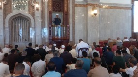 وزير الأوقاف والشؤون الدينية يلقي خطبة الجمعة بمسجد الحساينة بمدينة غزة